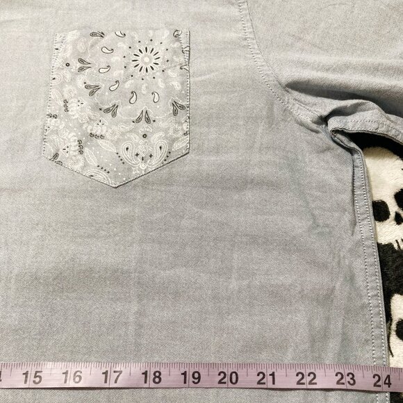 RETROFIT Light blue chambray men's short-sleeve shirt ~ Denim LARGE XL 1X top - Picture 8 of 12